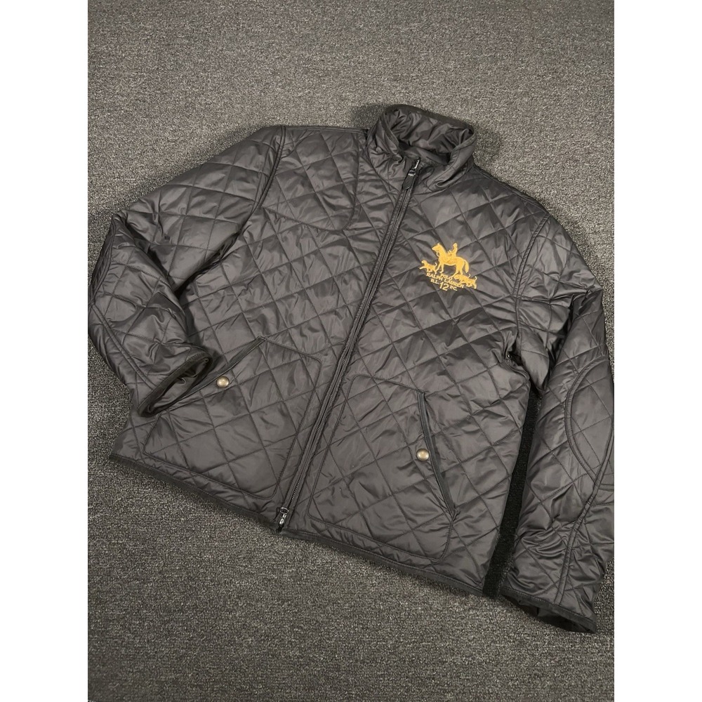 VTG Polo Ralph Lauren Jacket Men Large Reversible Quilted Big Pony Black 90s